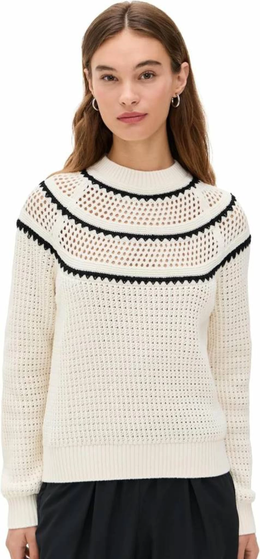 Varley Women's Padbury Pointelle Knit Sweater - Soft Cable Knit Pullover for Women