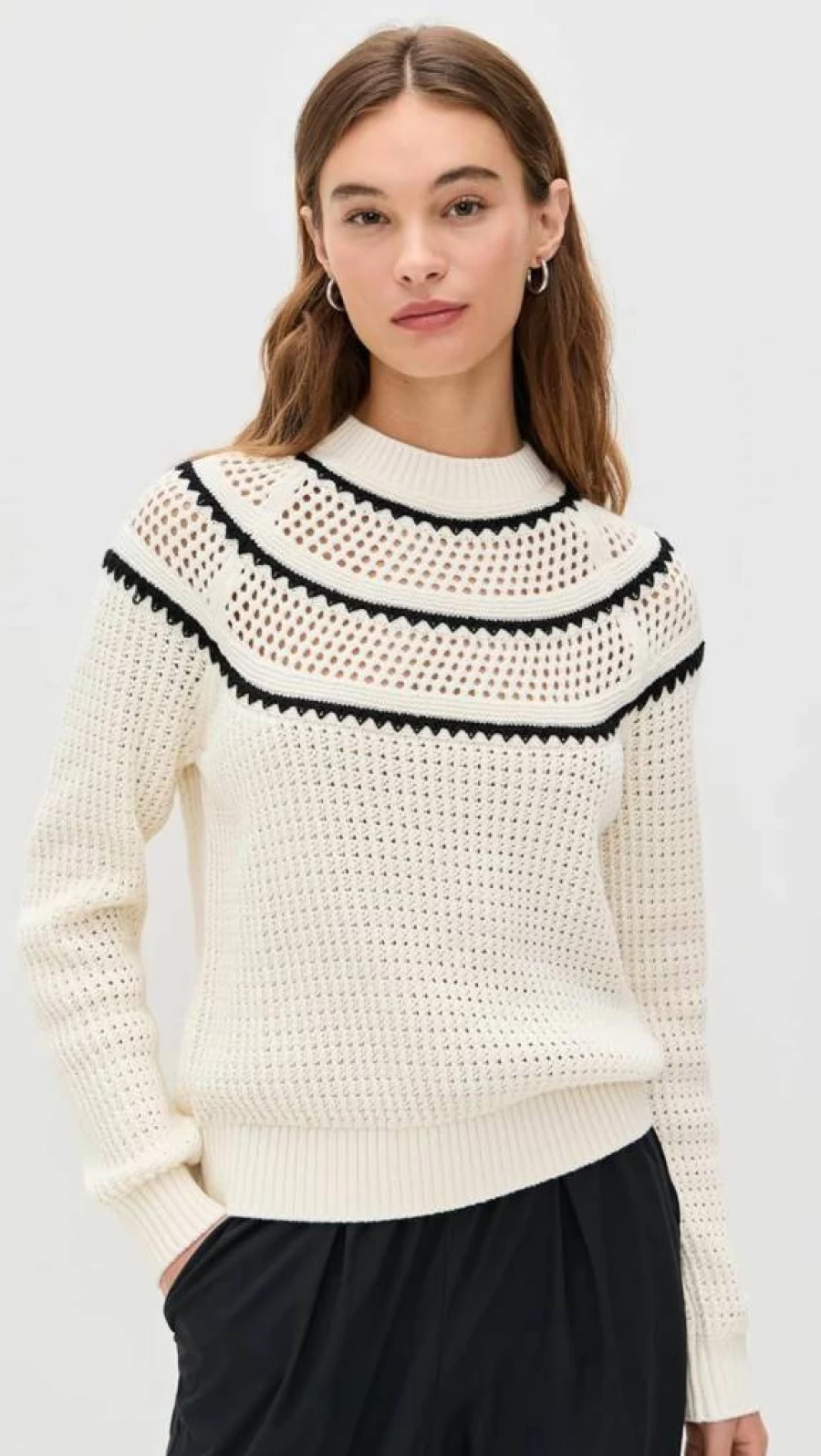 Varley Women's Padbury Pointelle Knit Sweater - Soft Cable Knit Pullover for Women