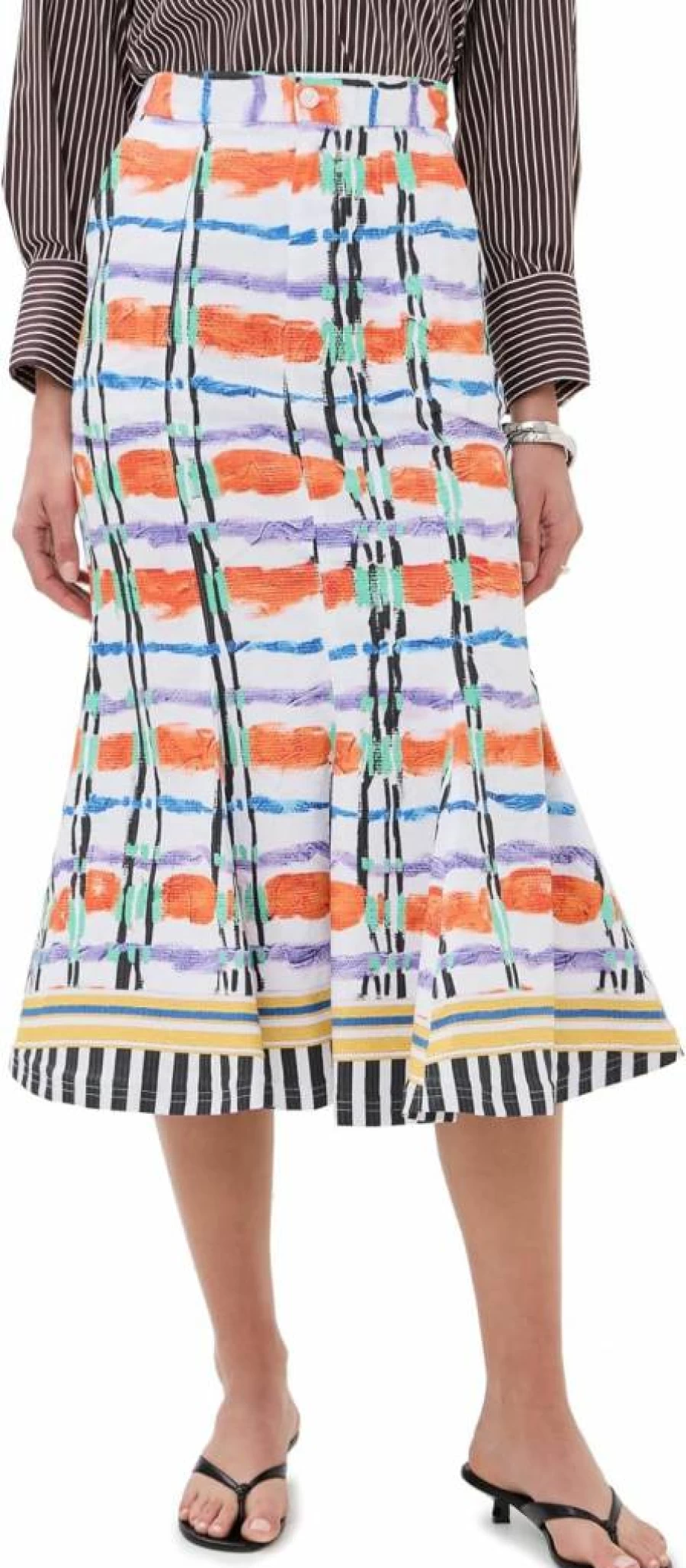 Stella Jean Women's Floral Printed Midi Skirt - Boho Chic Summer Wrap Skirt