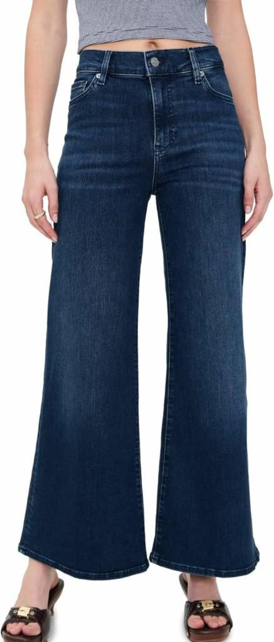 FRAME Women's Le Palazzo High-Waisted Crop Jeans - Slim Fit Stretch Denim