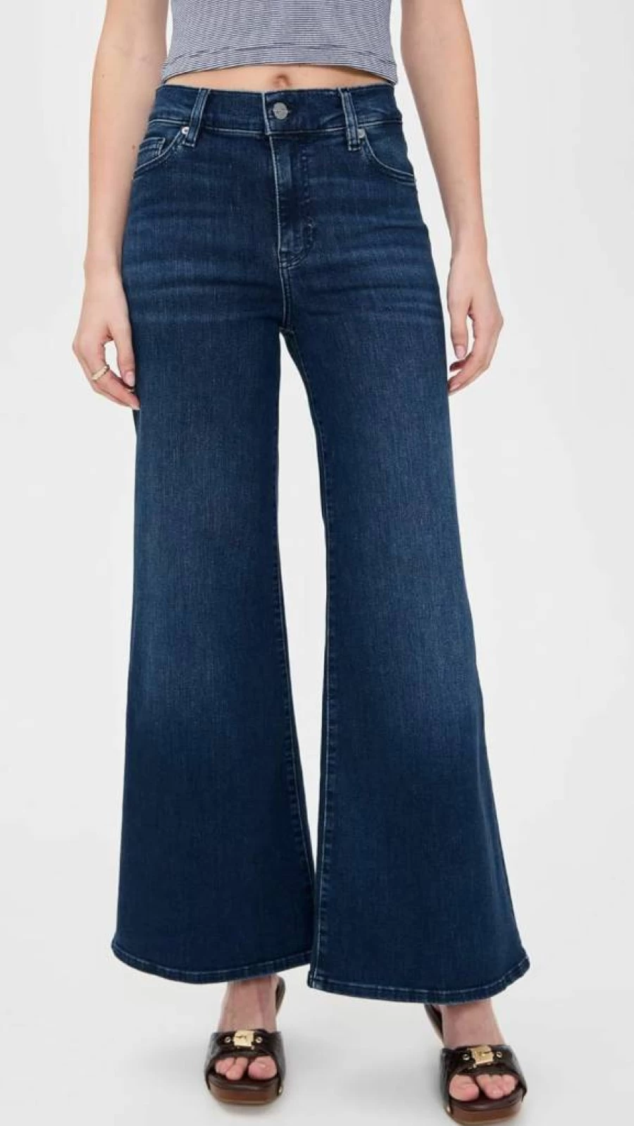 FRAME Women's Le Palazzo High-Waisted Crop Jeans - Slim Fit Stretch Denim
