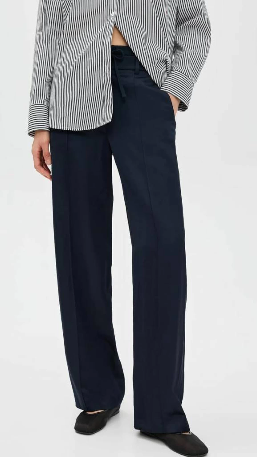Vince Women's High-Waisted Drawstring Trousers with Double Waistband - Comfortable Casual Pants