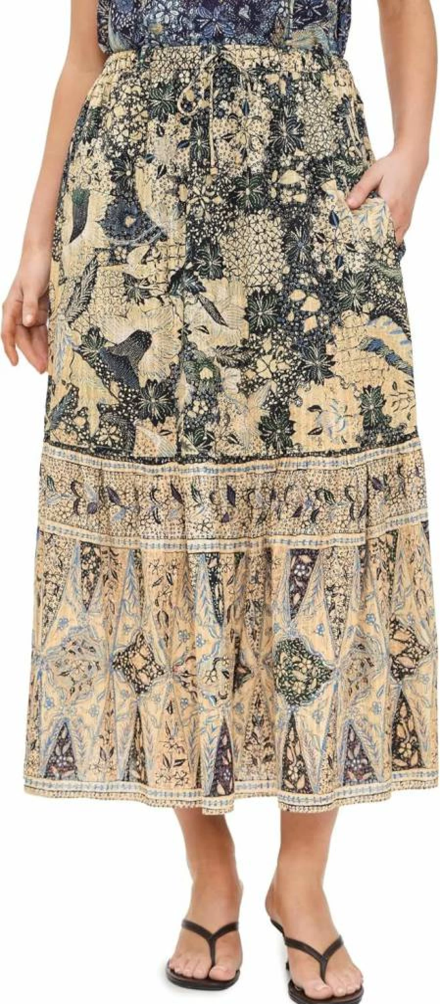 Ulla Johnson Women's Olina Skirt - Floral Printed Midi Skirt with Side Slit