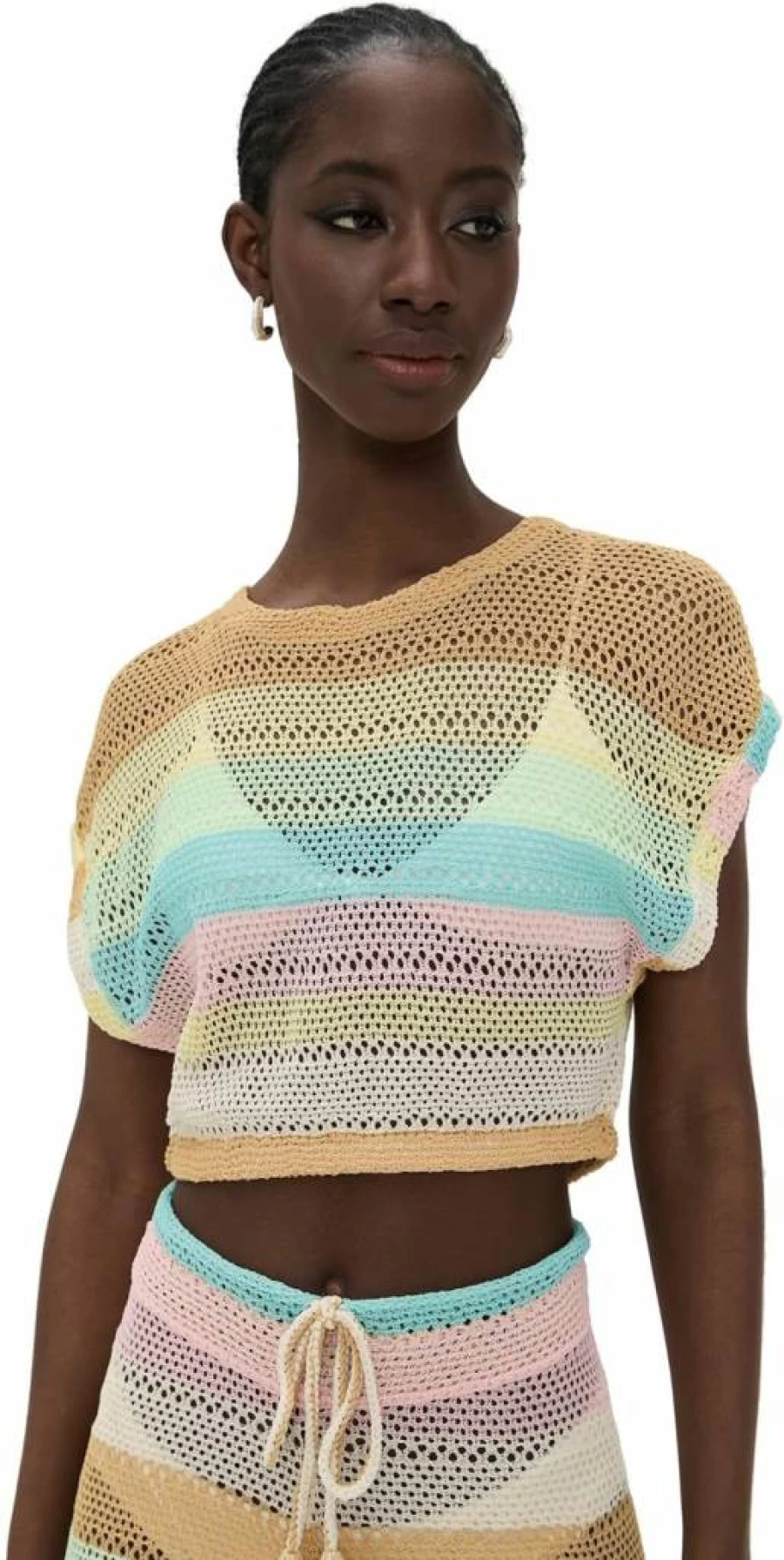 PQ Swim Women's Renee Crop Top - Stylish High-Neck Bikini Top for Swimming and Beach
