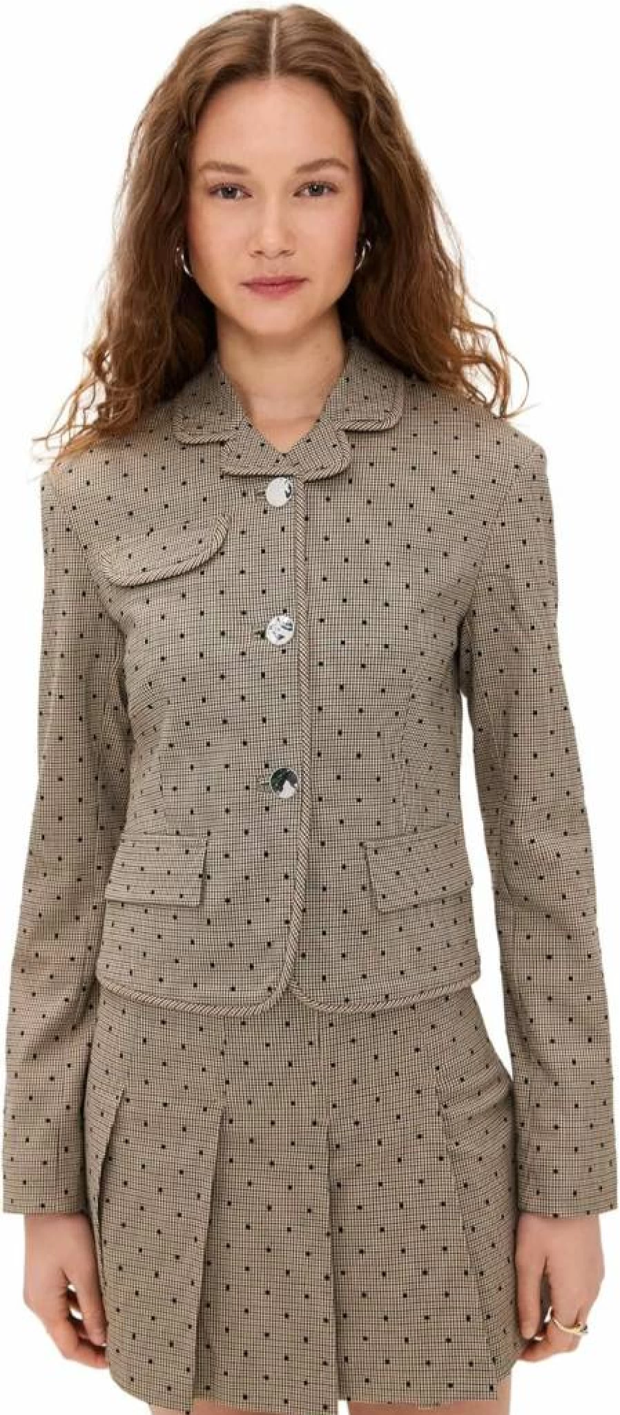 Ganni Women's Checkered Flock Suit Blazer - Stylish Tailored Jacket for Fashion Outfits