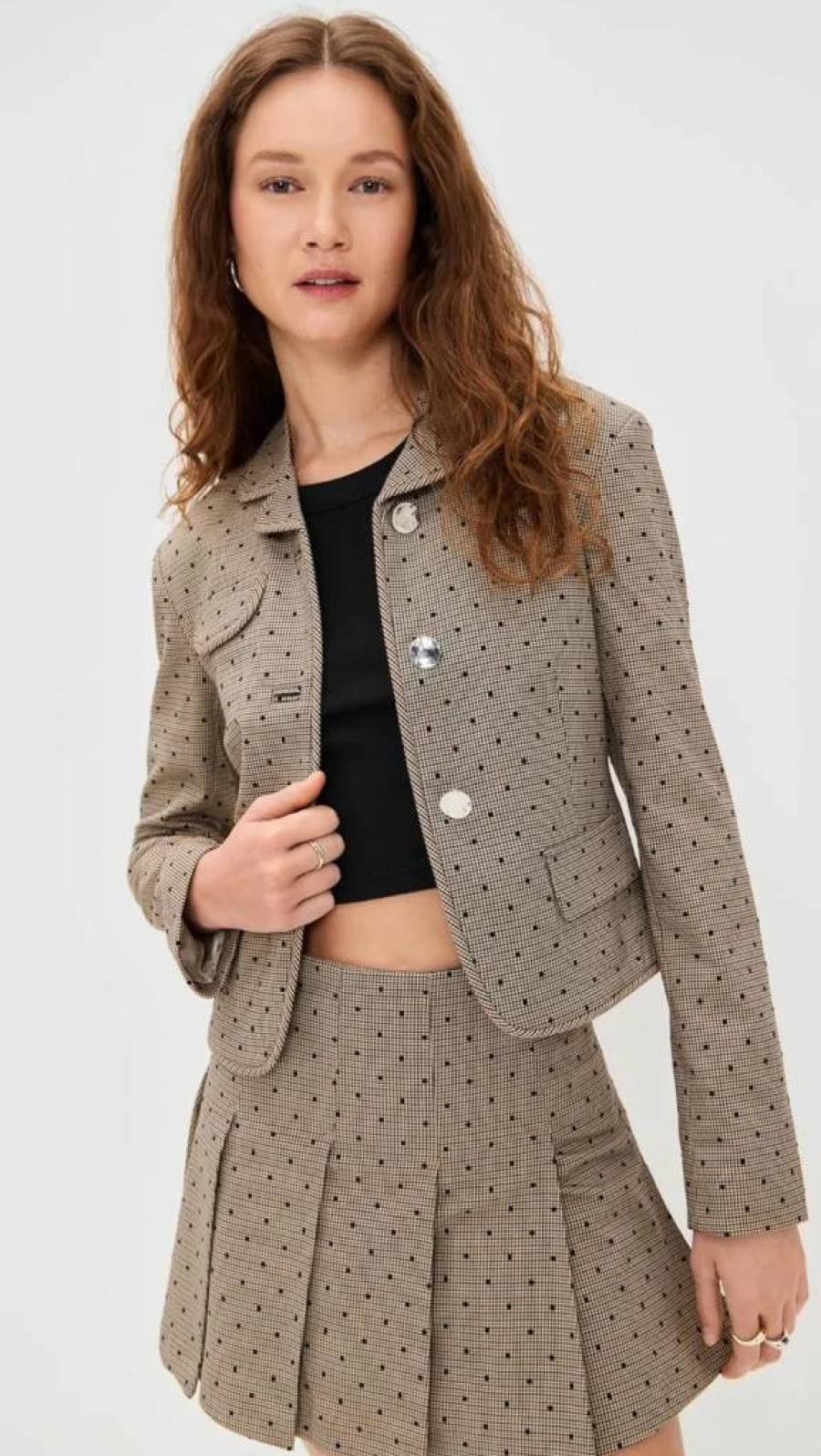 Ganni Women's Checkered Flock Suit Blazer - Stylish Tailored Jacket for Fashion Outfits