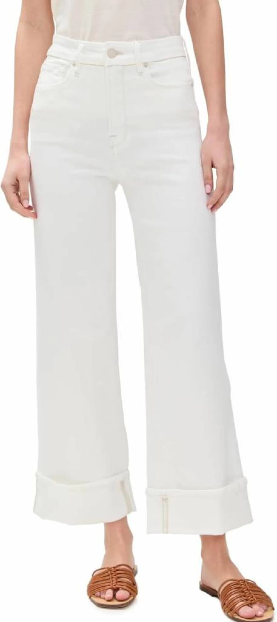 Good American Cloud White Wide Leg Cropped Skate Jeans for Women