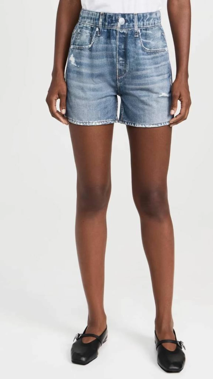 Rag & Bone Women's Miramar High-Waisted Walking Shorts - Comfortable Casual Denim Shorts for Women