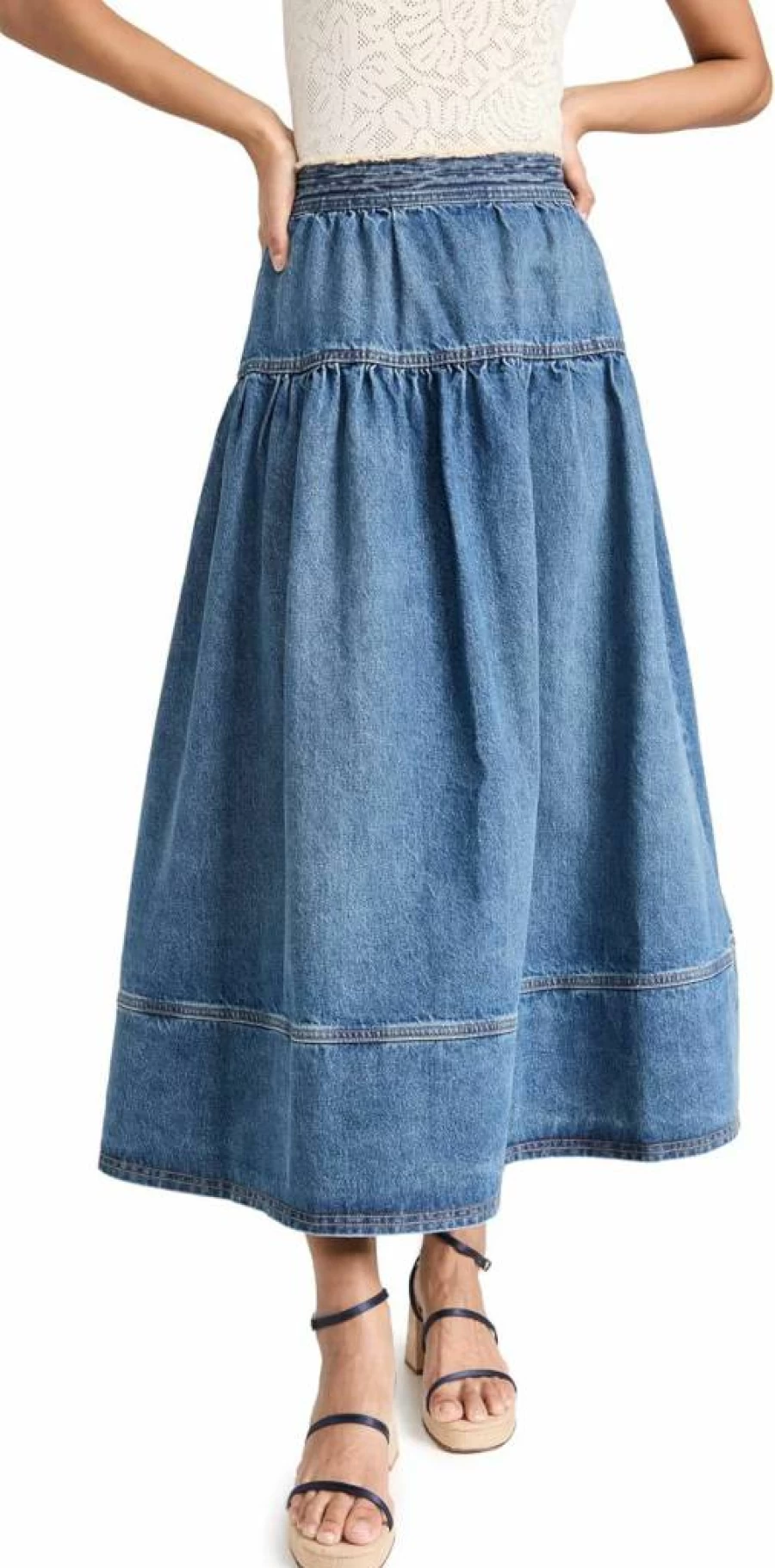 Ulla Johnson Women's Astrid Skirt - Floral Printed Midi Skirt with Elastic Waist