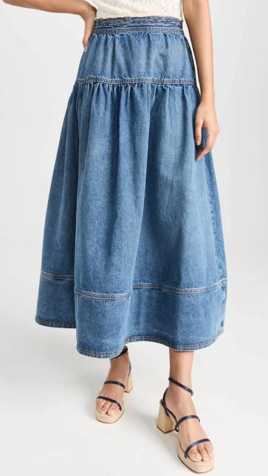 Ulla Johnson Women's Astrid Skirt - Floral Printed Midi Skirt with Elastic Waist