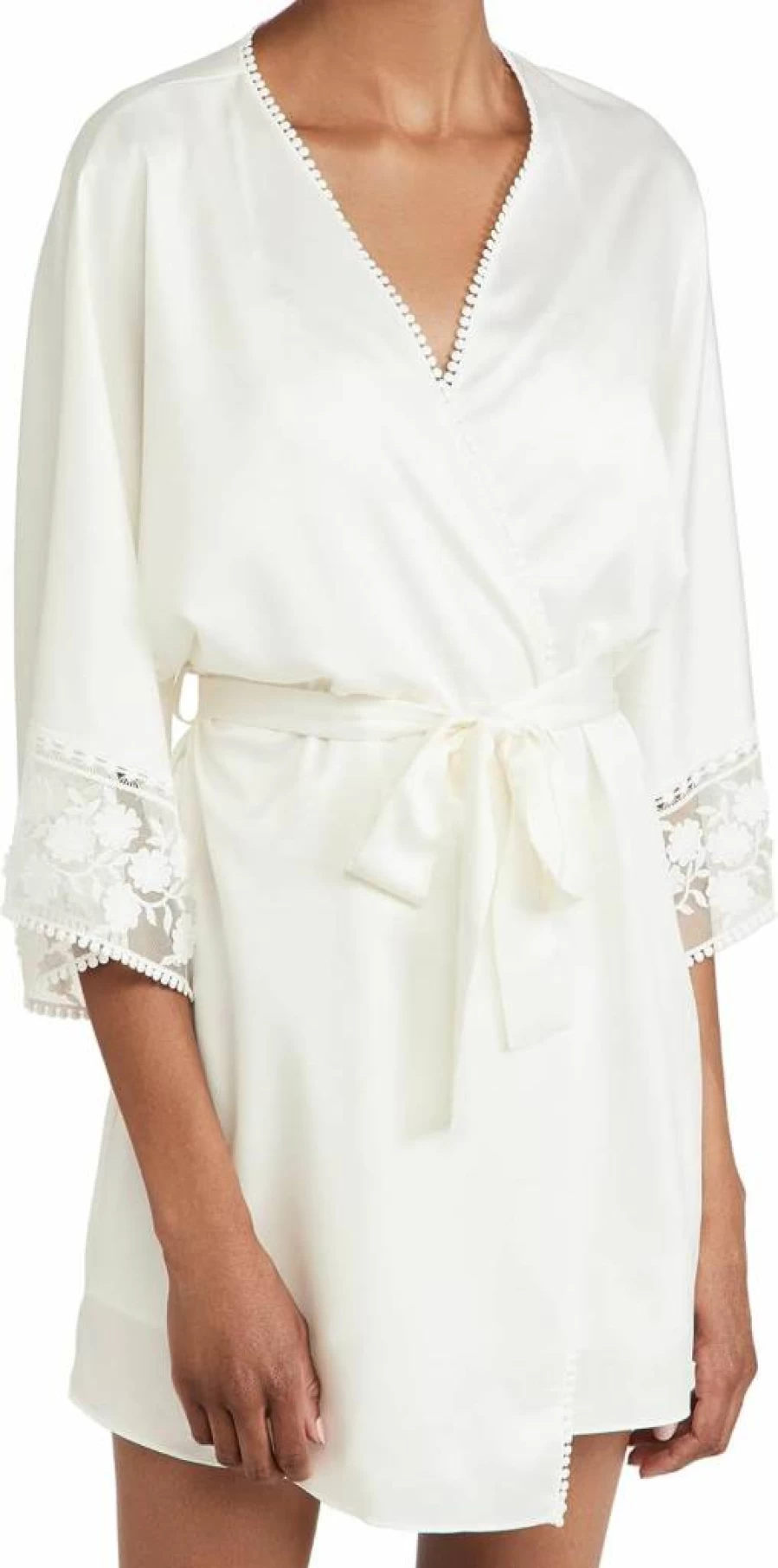 Flora Nikrooz Women's Kylie Charmeuse Lace Wrap Dress
