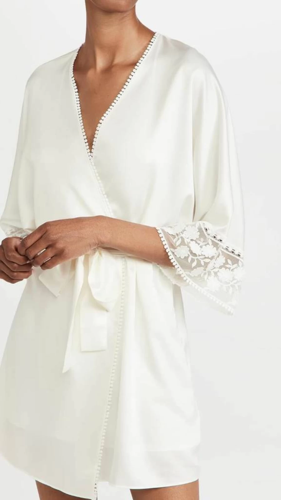Flora Nikrooz Women's Kylie Charmeuse Lace Wrap Dress