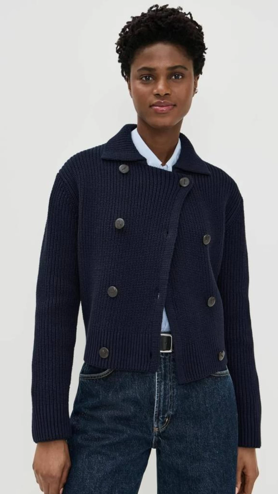 Vince Women's Double Breasted Knit Sweater Jacket - Elegant Cardigan Coat for Women