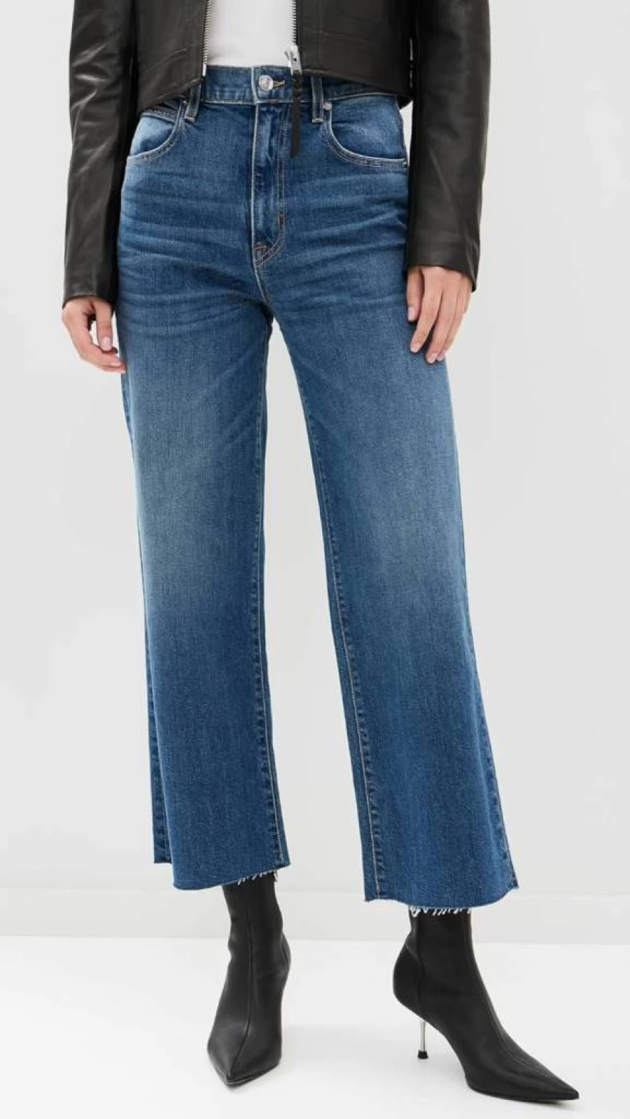 SLVRLAKE Women's Grace Crop Jeans - High-Waisted Slim Fit Denim Pants for Women