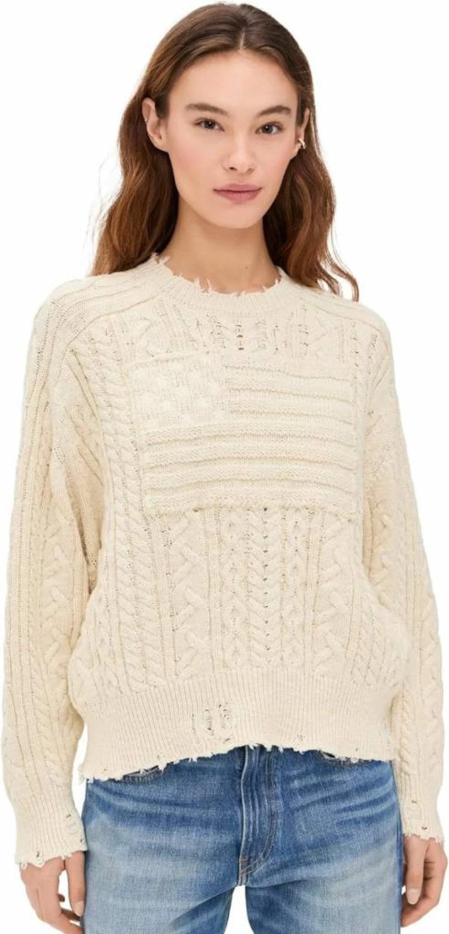 Denimist Women's Vintage American Flag Print Oversized Sweater - Patriotic Pullover for Casual Wear