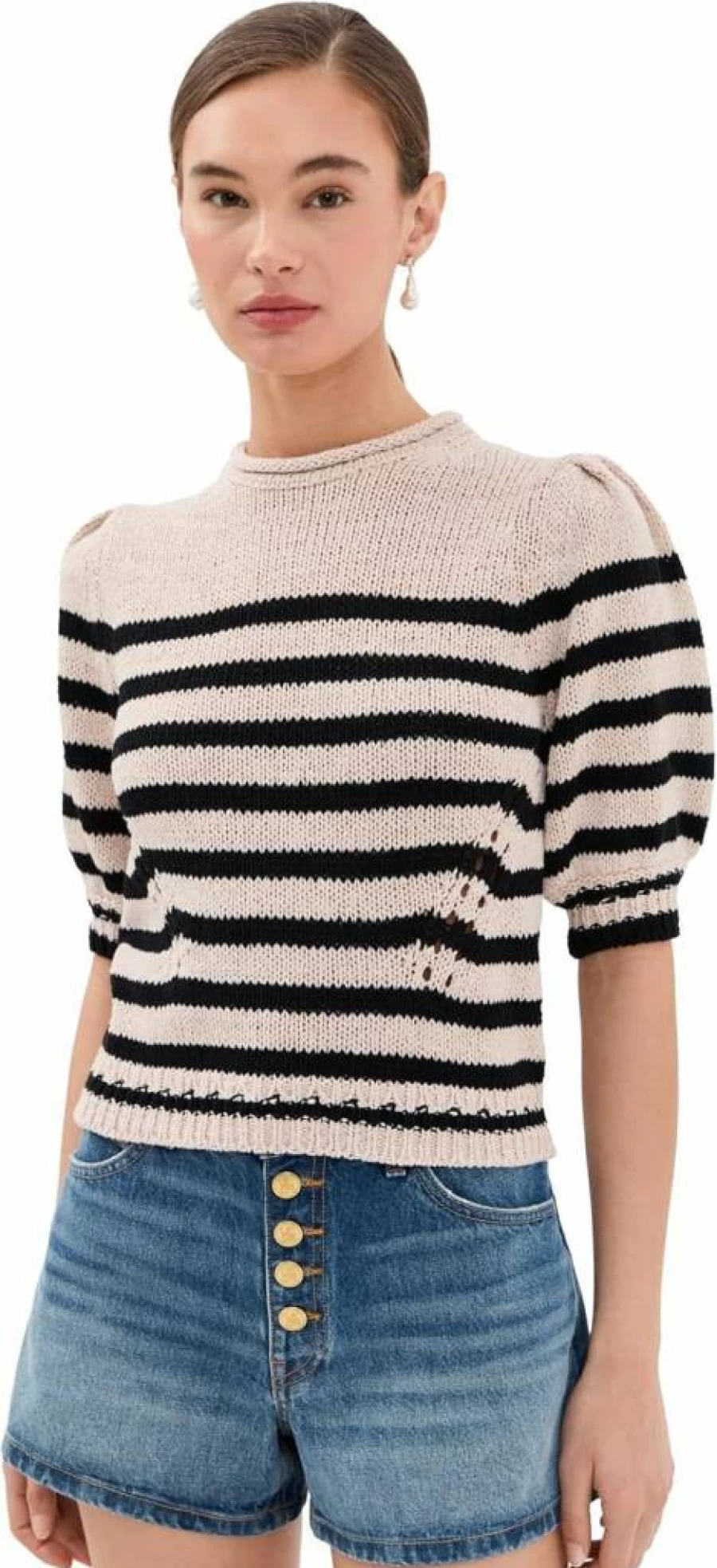 Ulla Johnson Women's Pia Top - Floral Print Blouse with V-Neck and Puff Sleeves