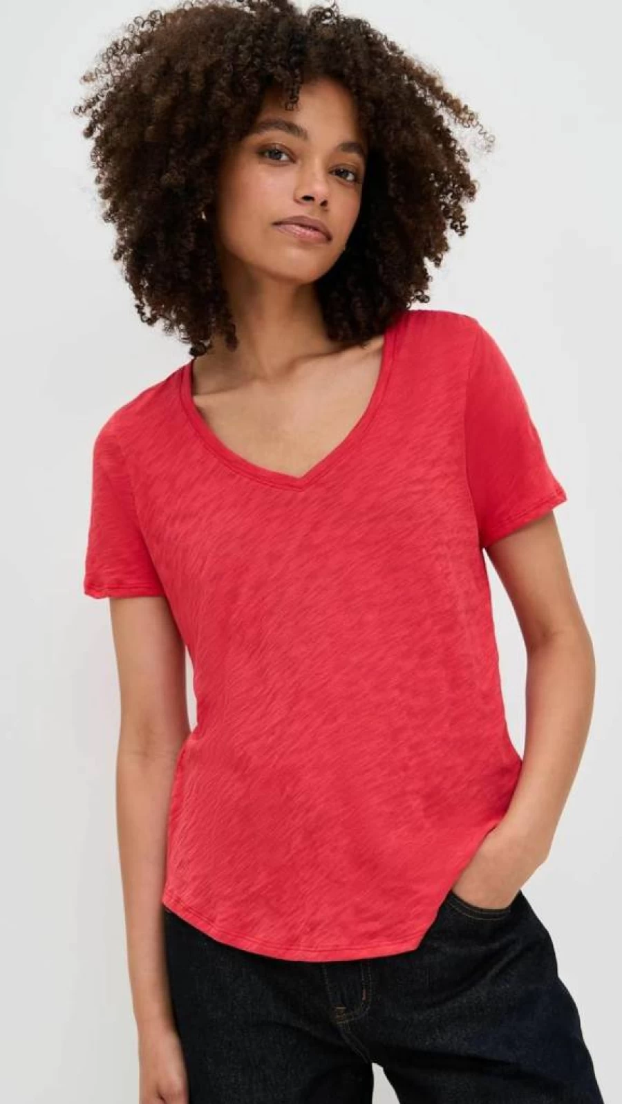 Anthony Thomas Melillo Women's Slub Jersey Classic V-Neck T-Shirt | Soft Casual Tee