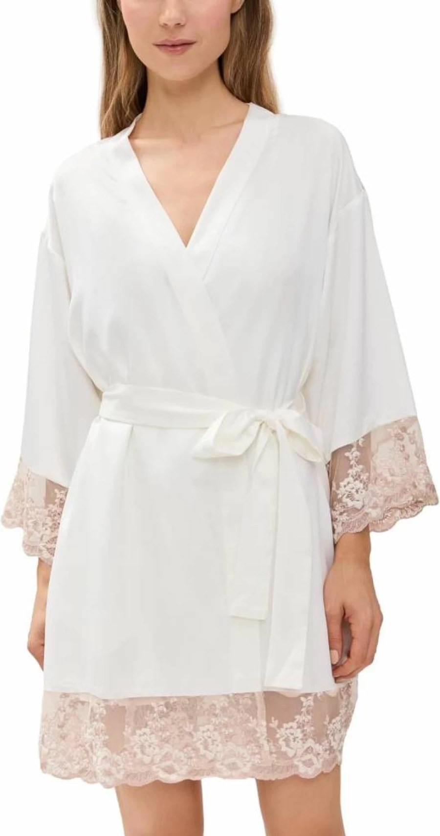 Flora Nikrooz Women's Rosa Charmeuse Kimono Robe - Luxurious Satin Loungewear