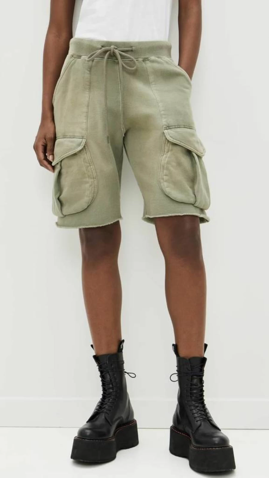 R13 Women's Relaxed Fit Multi-Pocket Sweatpants Shorts Casual Comfort