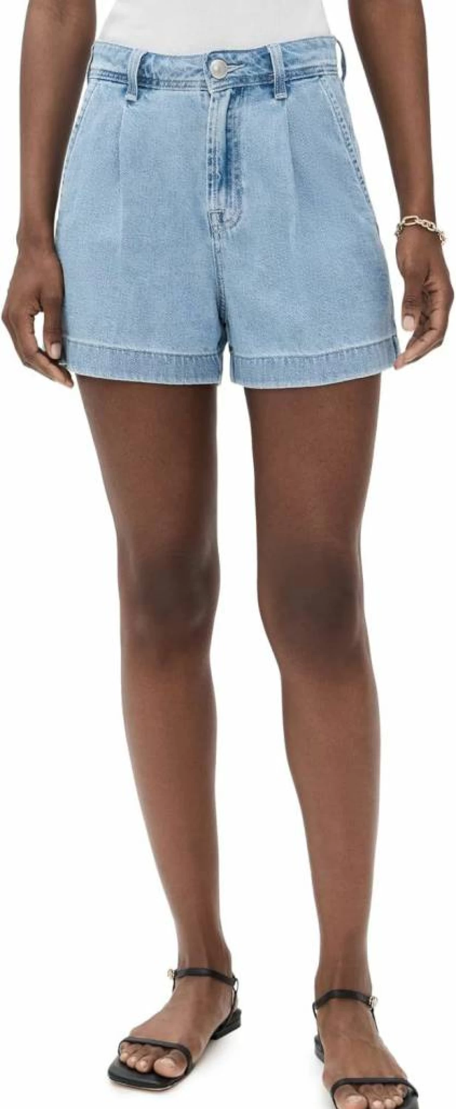 7 For All Mankind Women's Pleated Shorts | Casual Comfort Denim Shorts for Women