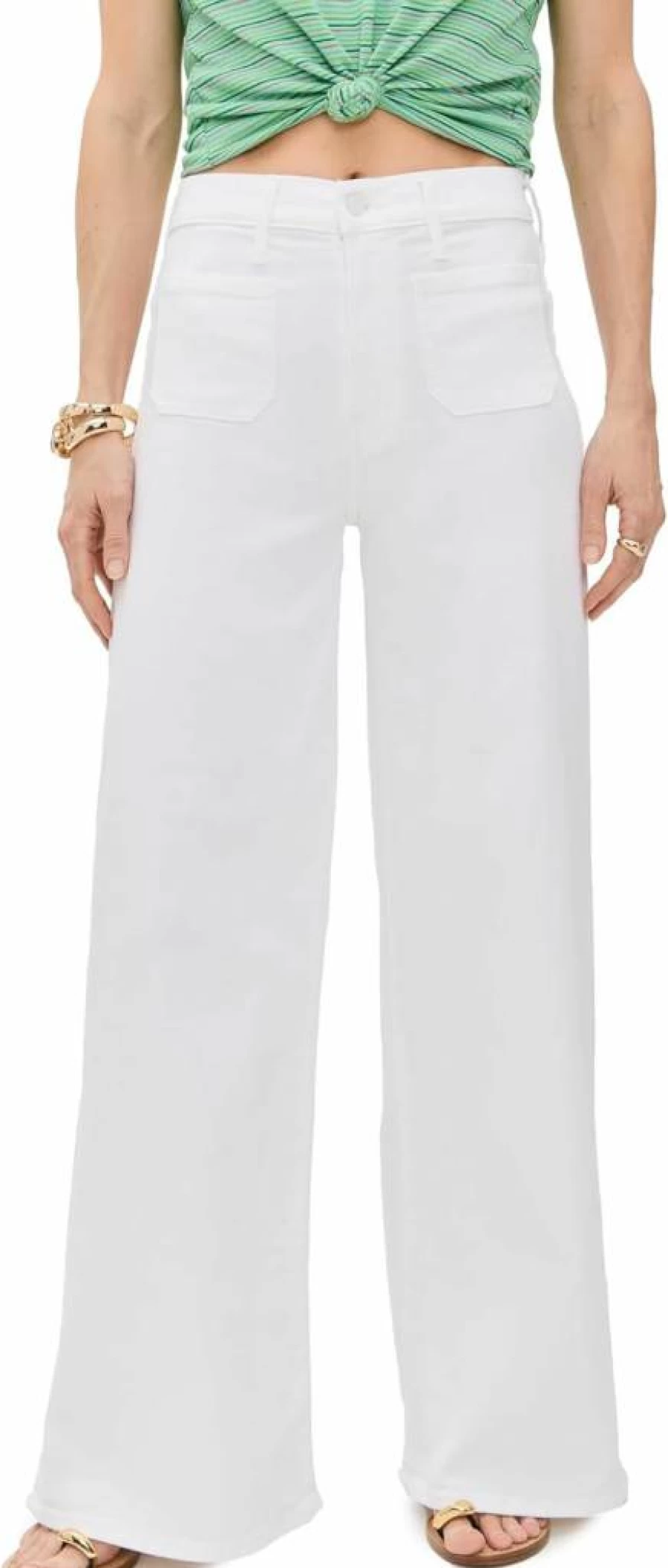 MOTHER Women's Petite Lil Patch Pocket Undercover Sneak Jeans - High Waist Stretch Denim Skinny Fit