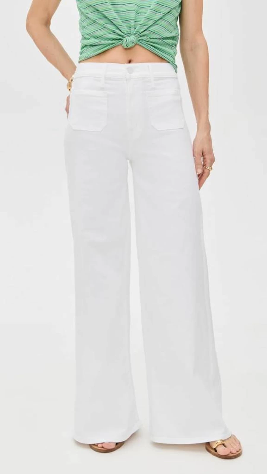 MOTHER Women's Petite Lil Patch Pocket Undercover Sneak Jeans - High Waist Stretch Denim Skinny Fit