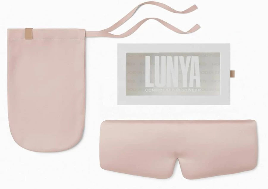 Lunya Washable Silk Sleep Mask with Headband - Thermoregulating Deep Blue Eye Mask for Women - Small Size for Comfortable Beauty Sleep