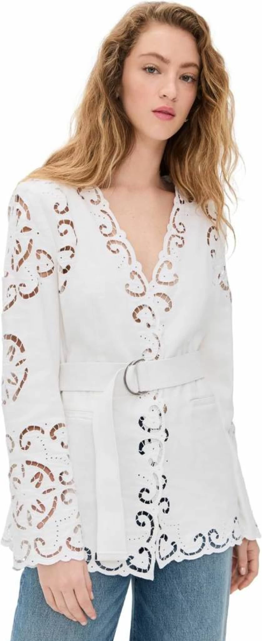 Sea Women's Dahlia Eyelet Blazer Jacket – Stylish Lace Detail Formal Wear