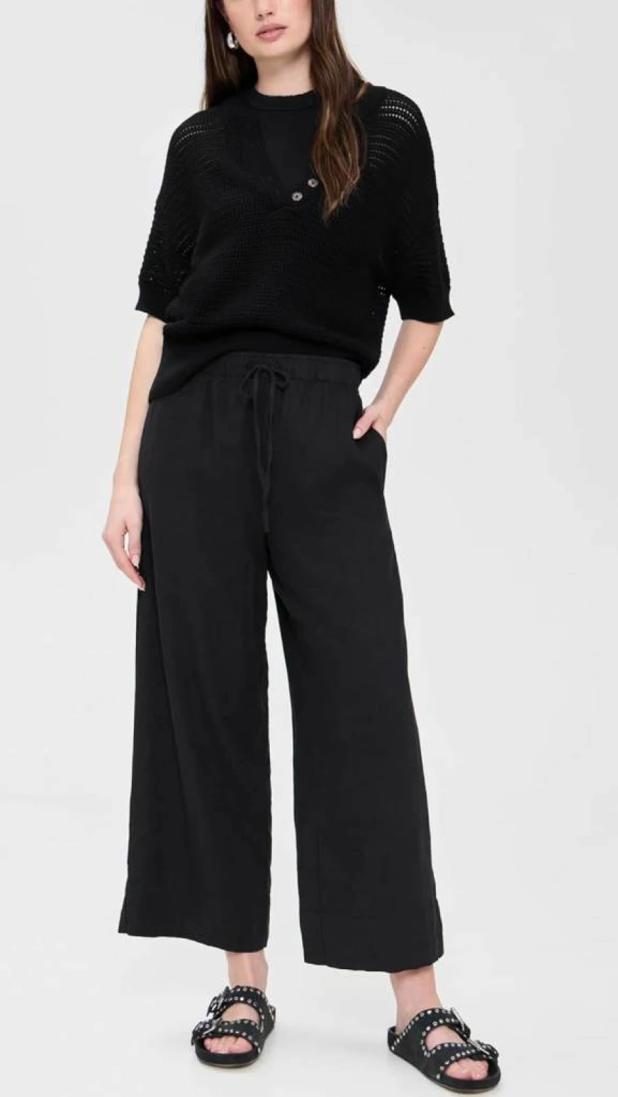 Z SUPPLY Women's Easton Linen Pants - Lightweight Summer High-Waisted Wide Leg Trousers