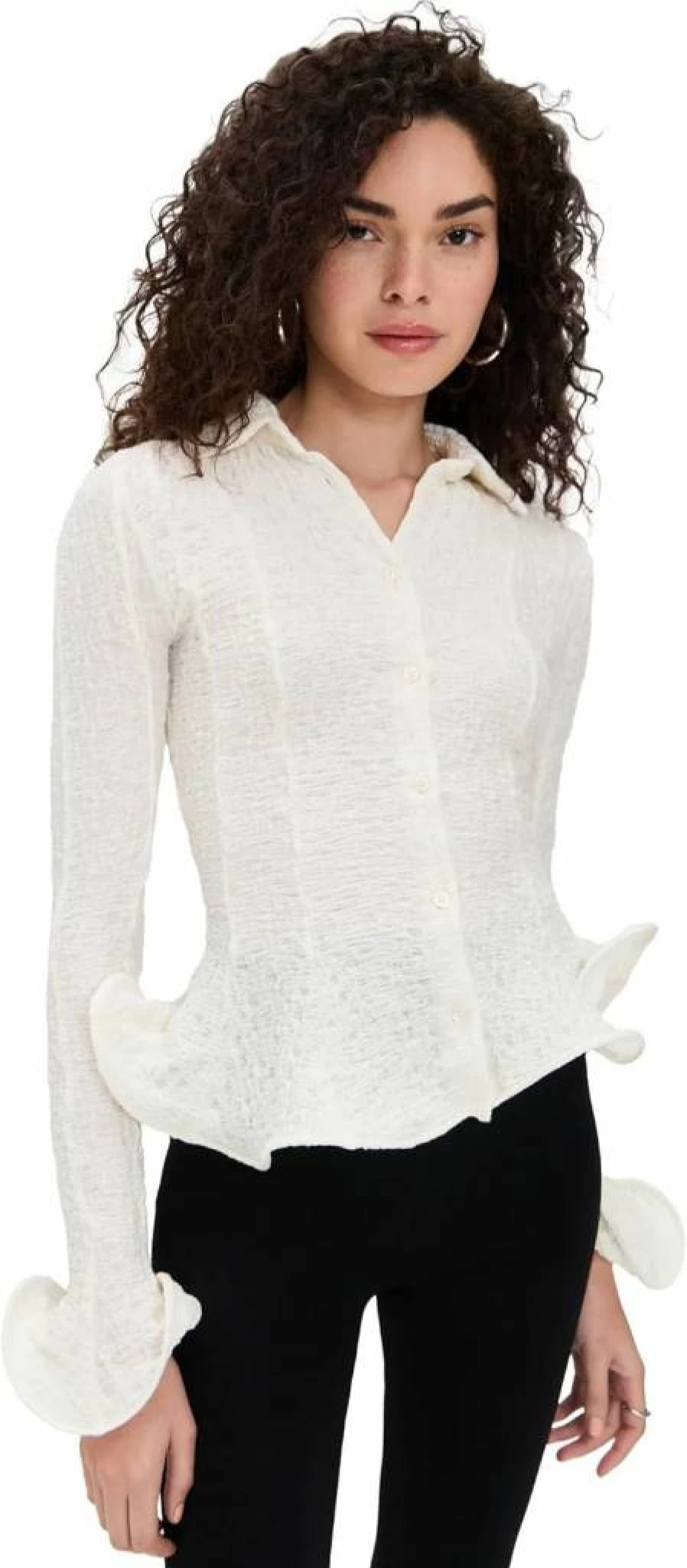 MSGM Women's Flutter Sleeve Cardigan - Elegant Knit Sweater with Detailing