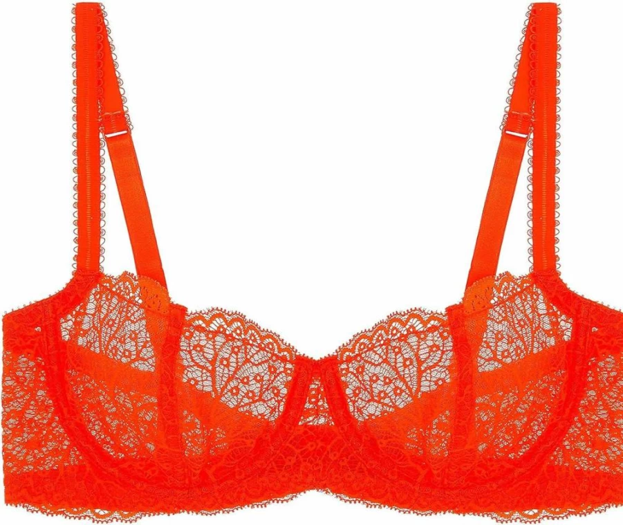 Journelle Allegra Balconette Bra for Women - Comfortable Lace Demi Cup Underwire Bra