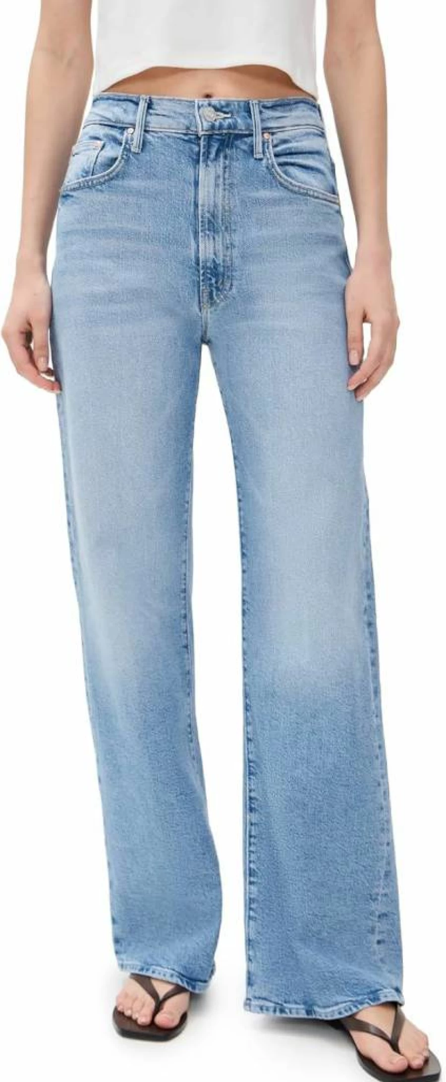 MOTHER Women's The Lasso High-Rise Sneaker Jeans - Stretch Denim Skinny Ankle Jeans with Elastic Waistband