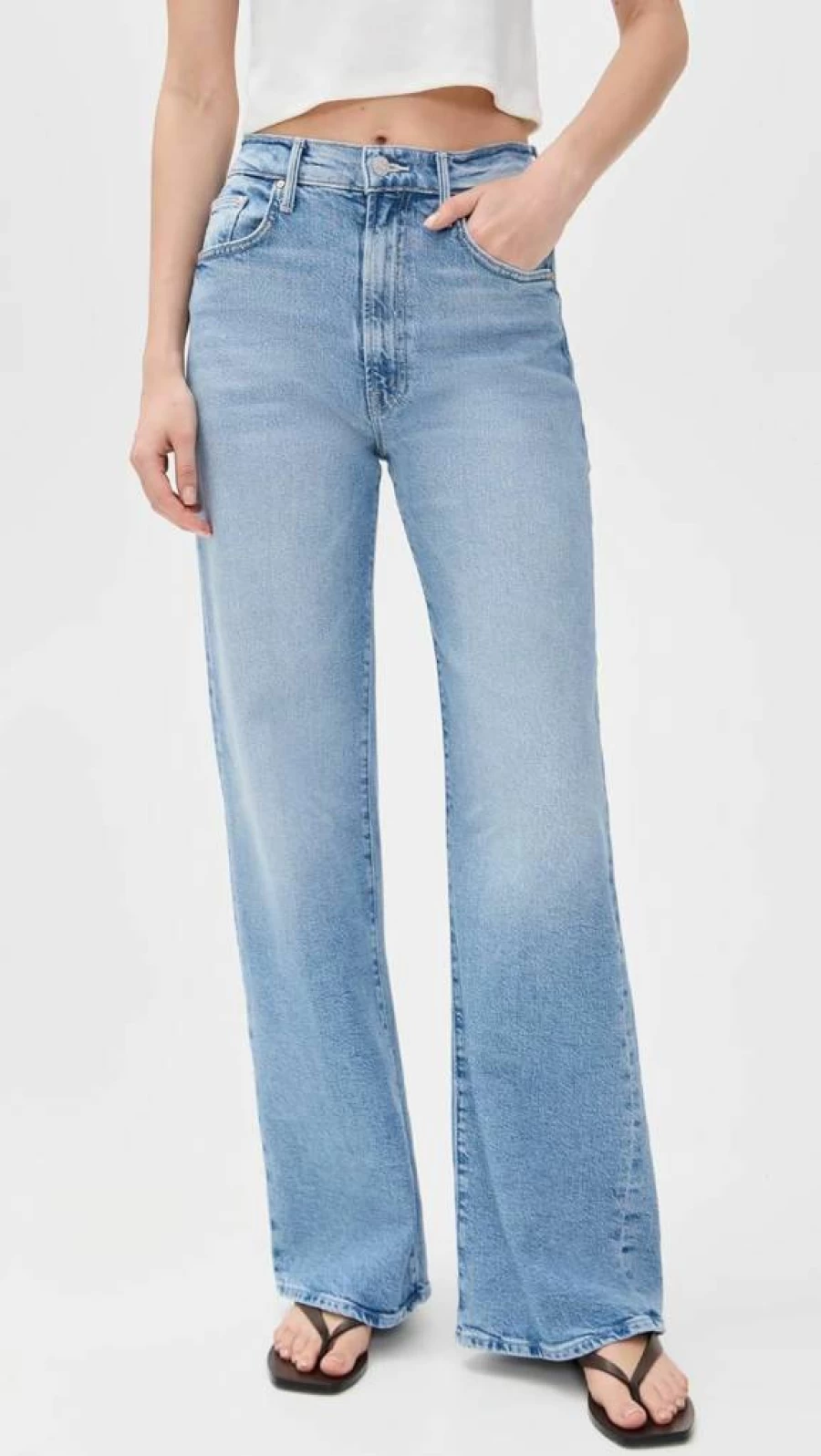 MOTHER Women's The Lasso High-Rise Sneaker Jeans - Stretch Denim Skinny Ankle Jeans with Elastic Waistband