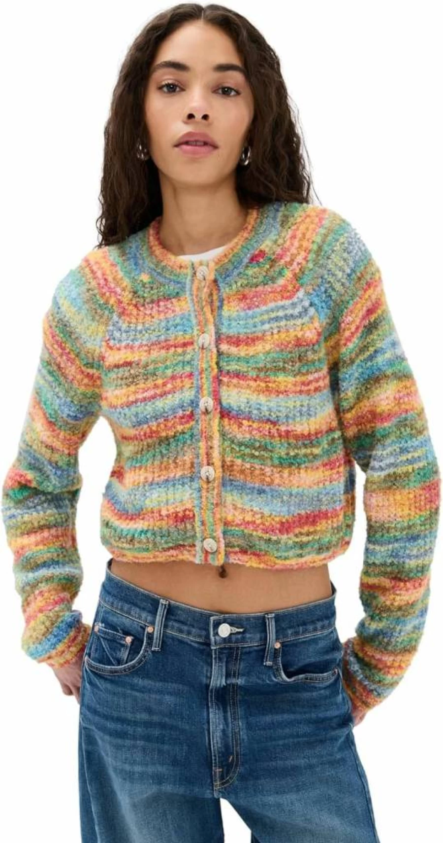 MOTHER Women's Raglan Crop Alpaca Cardigan Sweater