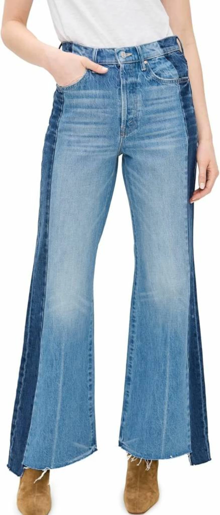MOTHER Women's The Tux Sidestepper Sneakers with Frayed Jeans