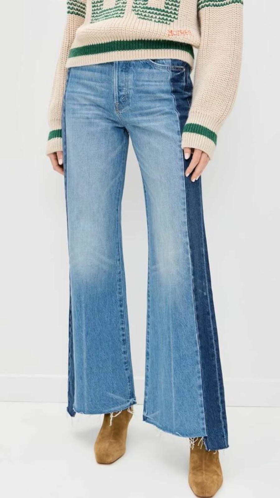 MOTHER Women's The Tux Sidestepper Sneakers with Frayed Jeans