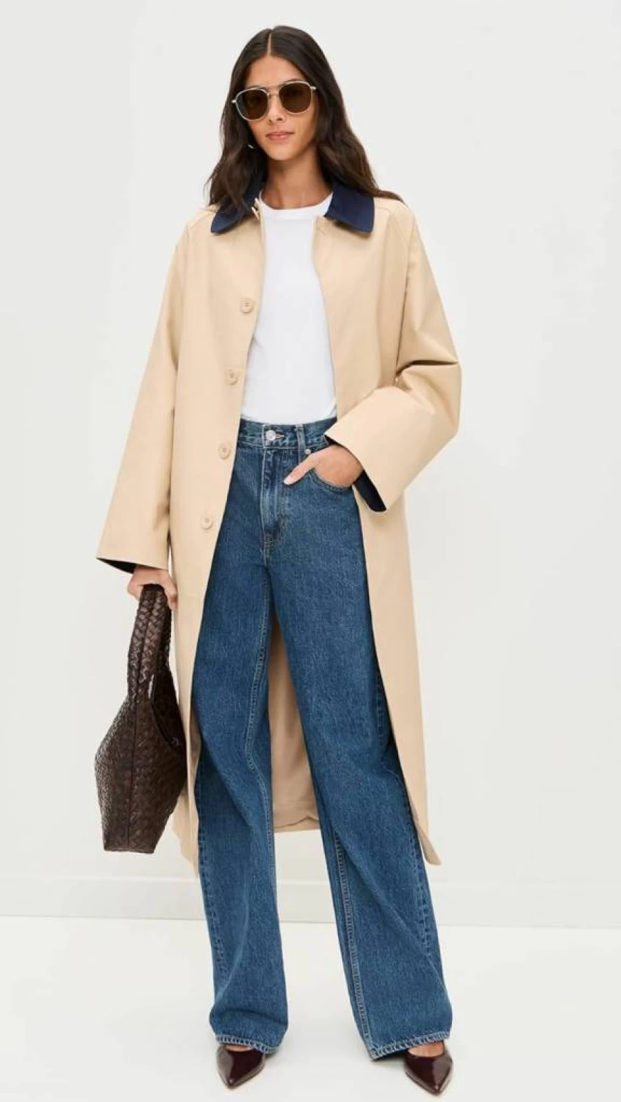 Line & Dot Women's Shiloh Trench Coat - Classic Waterproof Long Coat with Belt for Fall & Spring