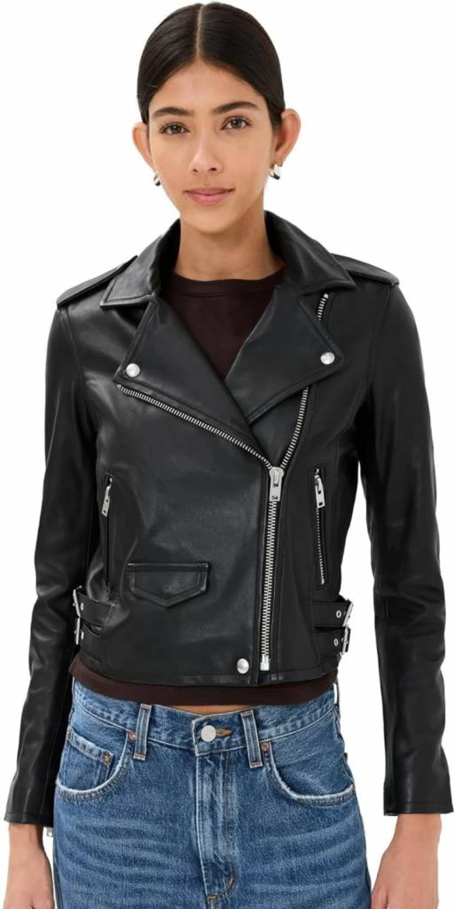 IRO Women's Asheville Genuine Leather Jacket - Stylish Faux Fur Lined Biker Coat