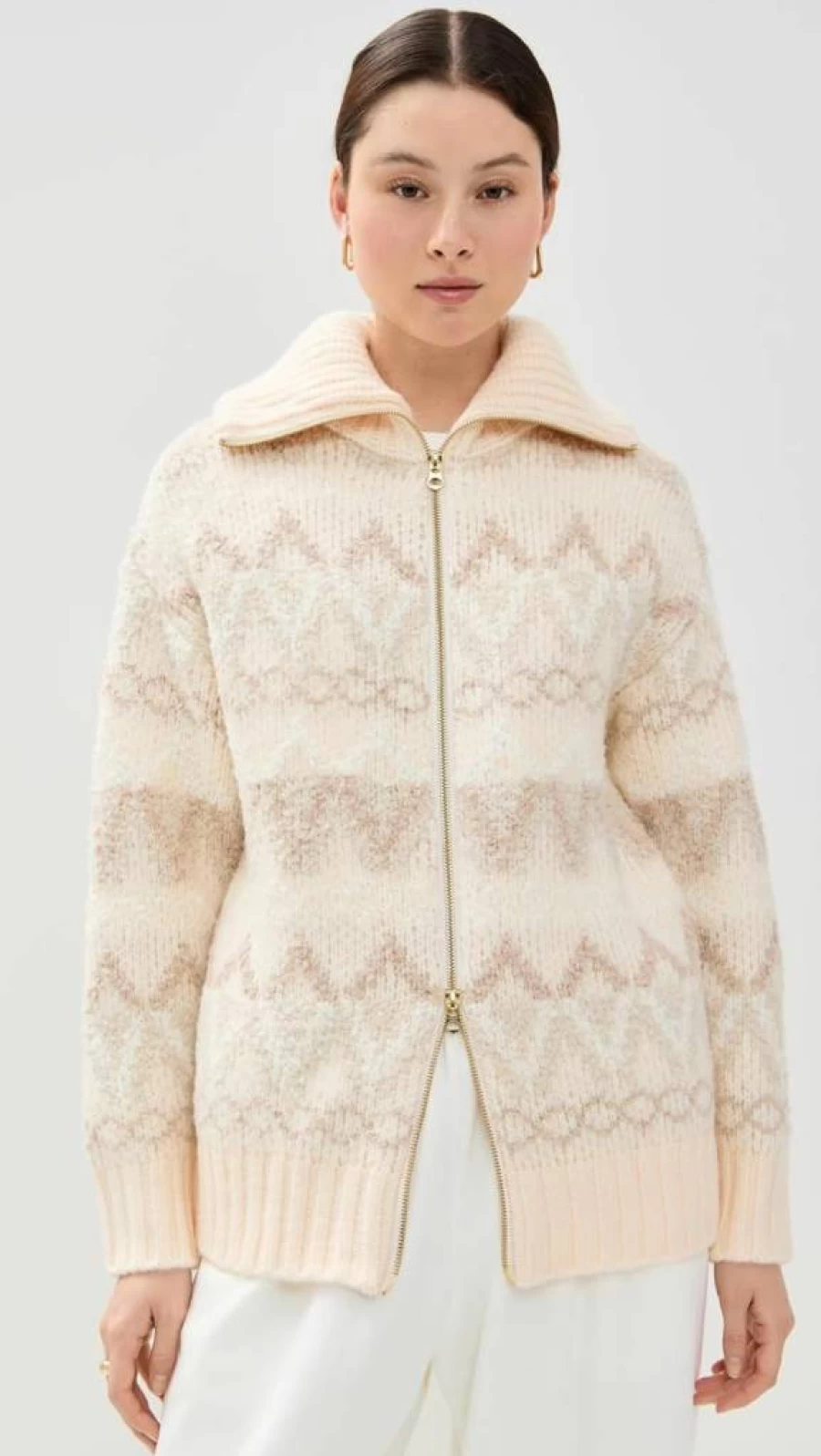 Varley Women's Brooke Fair Isle Knit Jacket - Cozy Winter Pullover with Classic Fair Isle Pattern