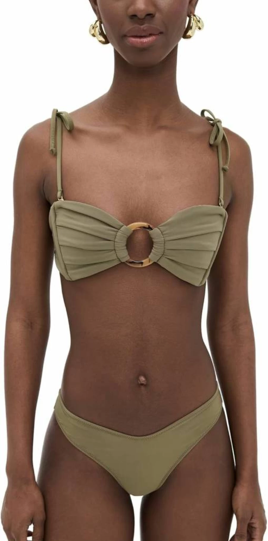 Montce Women's Tori Ties Bandeau Bikini Top - Adjustable Strapless Swimwear