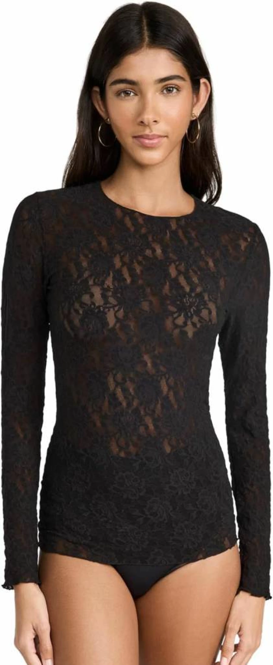 Hanky Panky Women's Long Sleeve Lace Top - Signature Unlined Comfortable Blouse