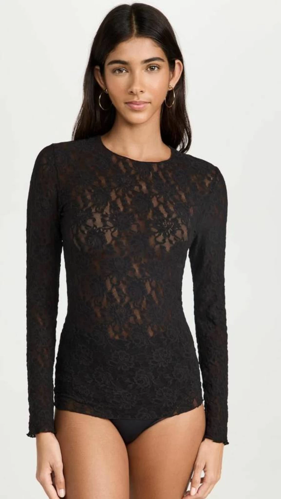 Hanky Panky Women's Long Sleeve Lace Top - Signature Unlined Comfortable Blouse
