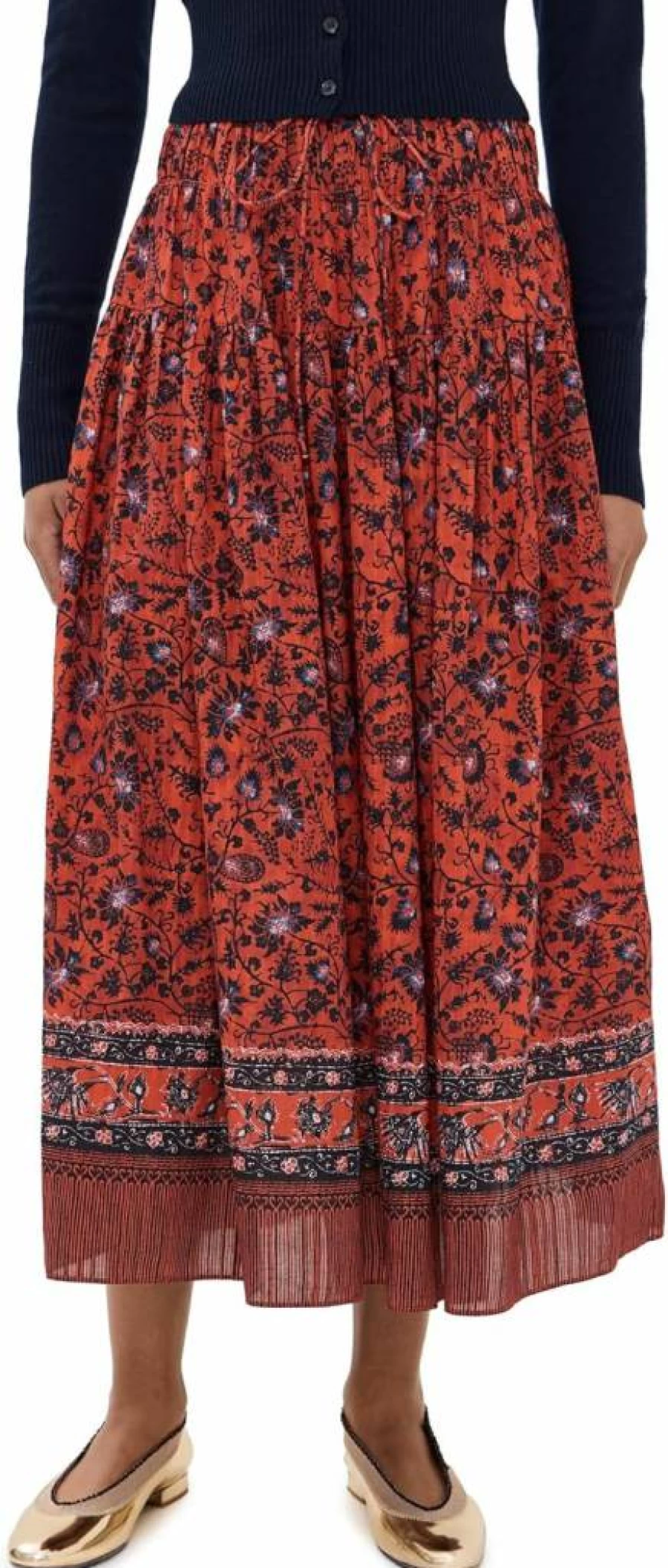 Ulla Johnson Women's Avia Floral Printed Midi Skirt - Boho Chic Summer Dress