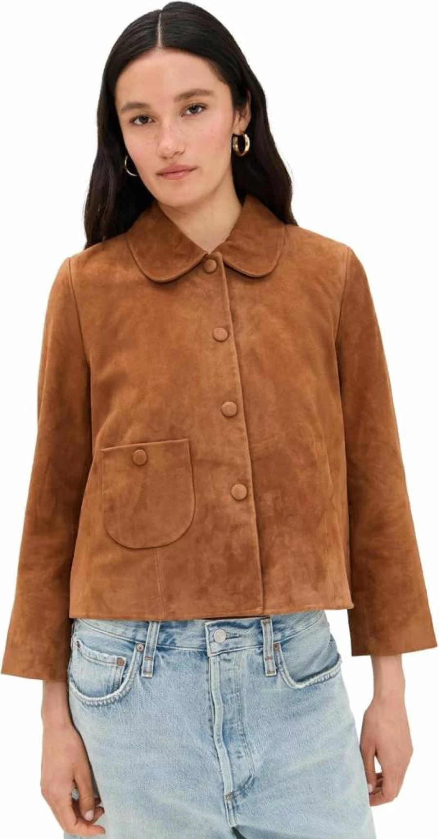 ba&sh Women's Milas Suede Jacket | Genuine Leather Vest | Stylish Outerwear Coat