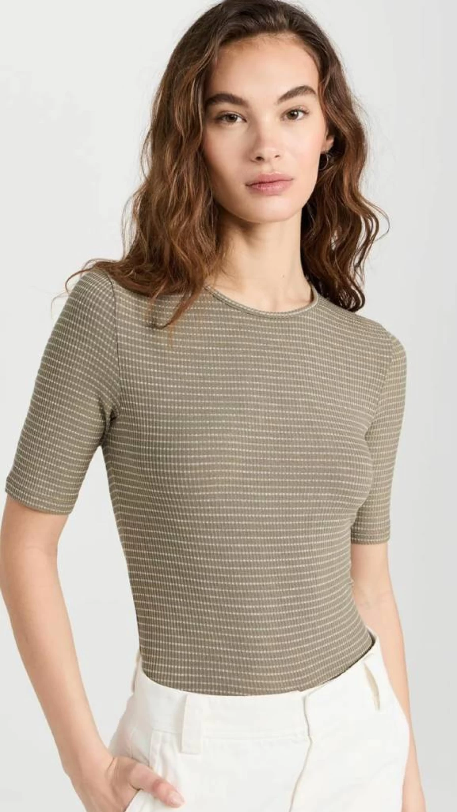Vince Women's Striped Short Sleeve Crewneck T-Shirt