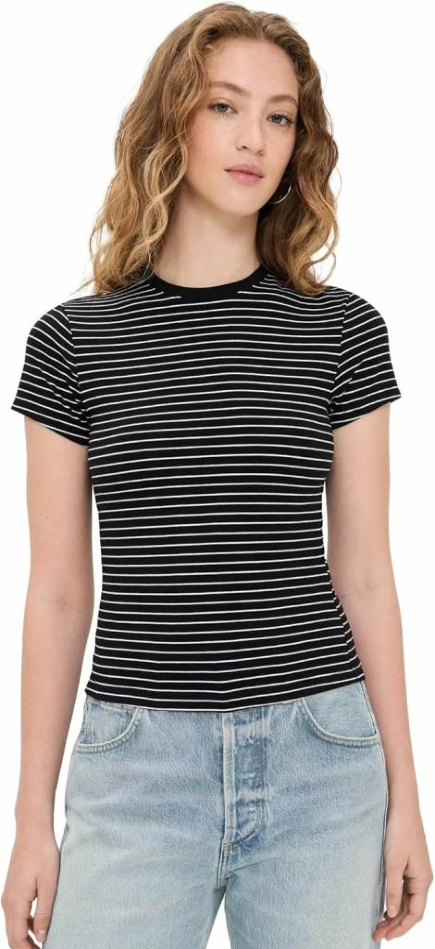 Good American Light Ray001 Stretchy Baby Tee - Soft Comfort Fit Women's T-Shirt
