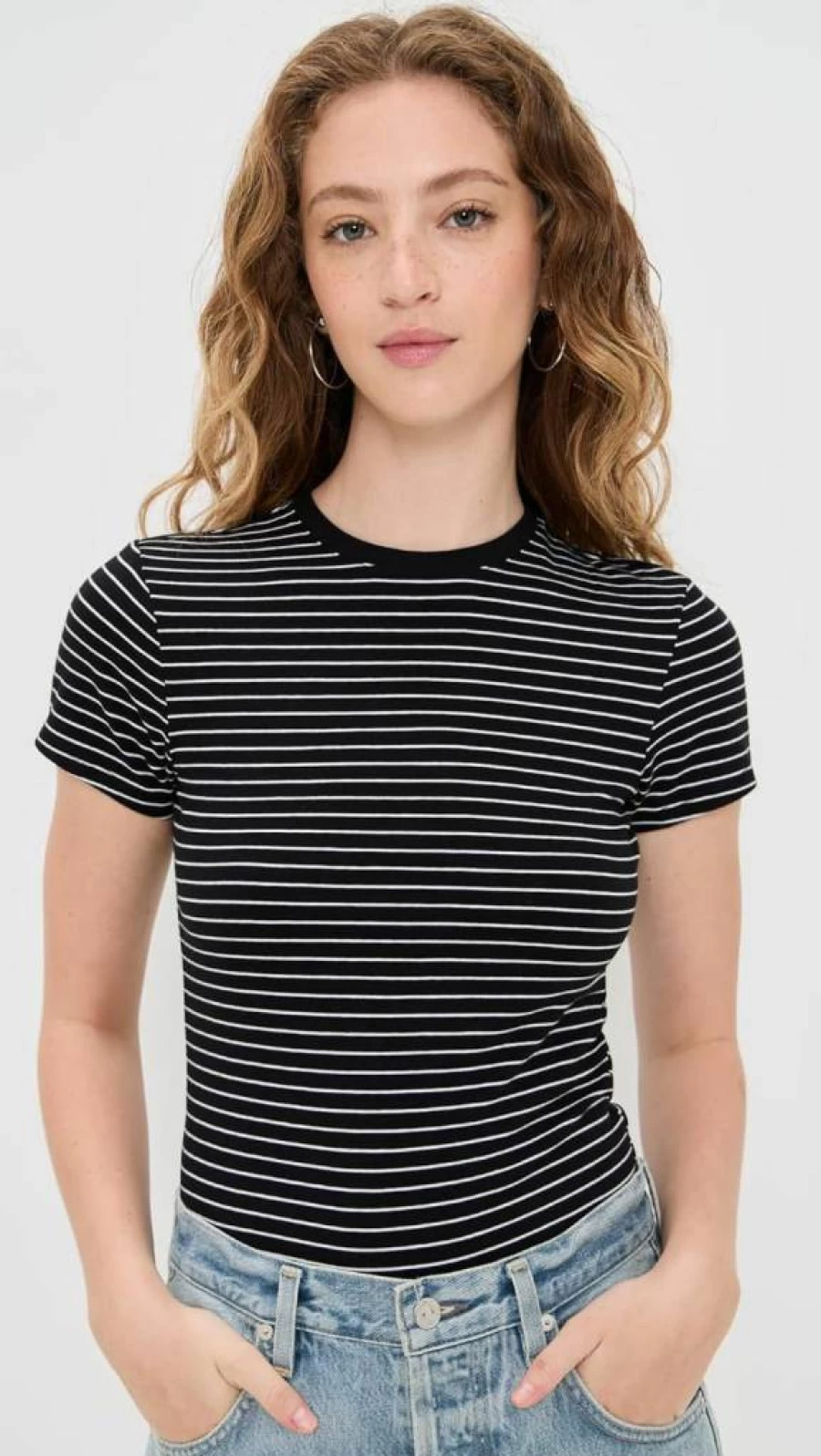 Good American Light Ray001 Stretchy Baby Tee - Soft Comfort Fit Women's T-Shirt