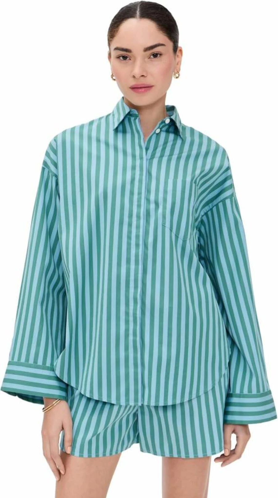 Madewell Women's Striped Boxy Button-Up Shirt - Casual Long Sleeve Top