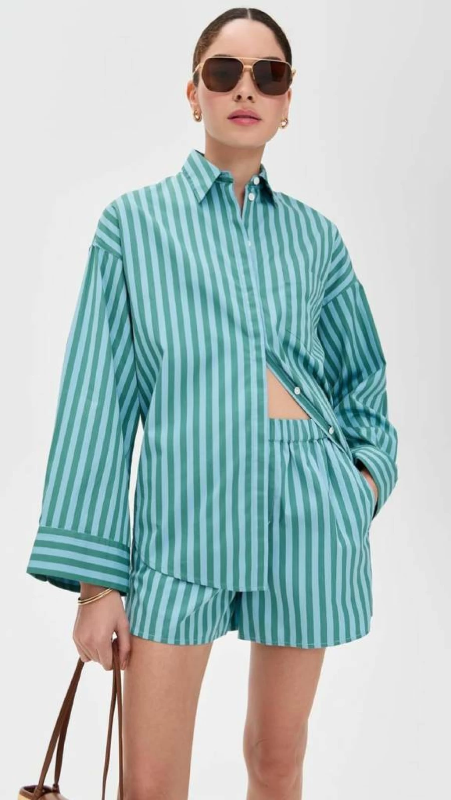 Madewell Women's Striped Boxy Button-Up Shirt - Casual Long Sleeve Top