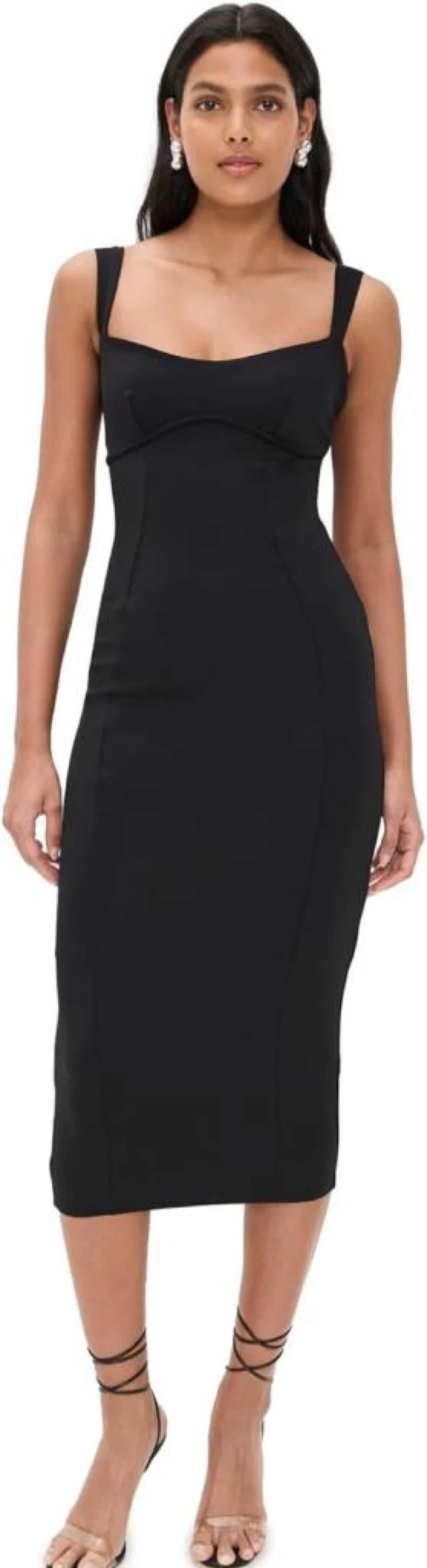 Good American Women's Scuba Sweetheart Midi Dress - Stretchy Bodycon Style for Women